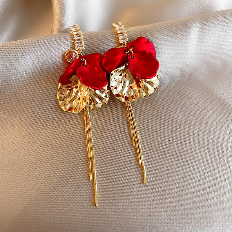 Needle Glaze Love Heart Flowers Summer Earrings