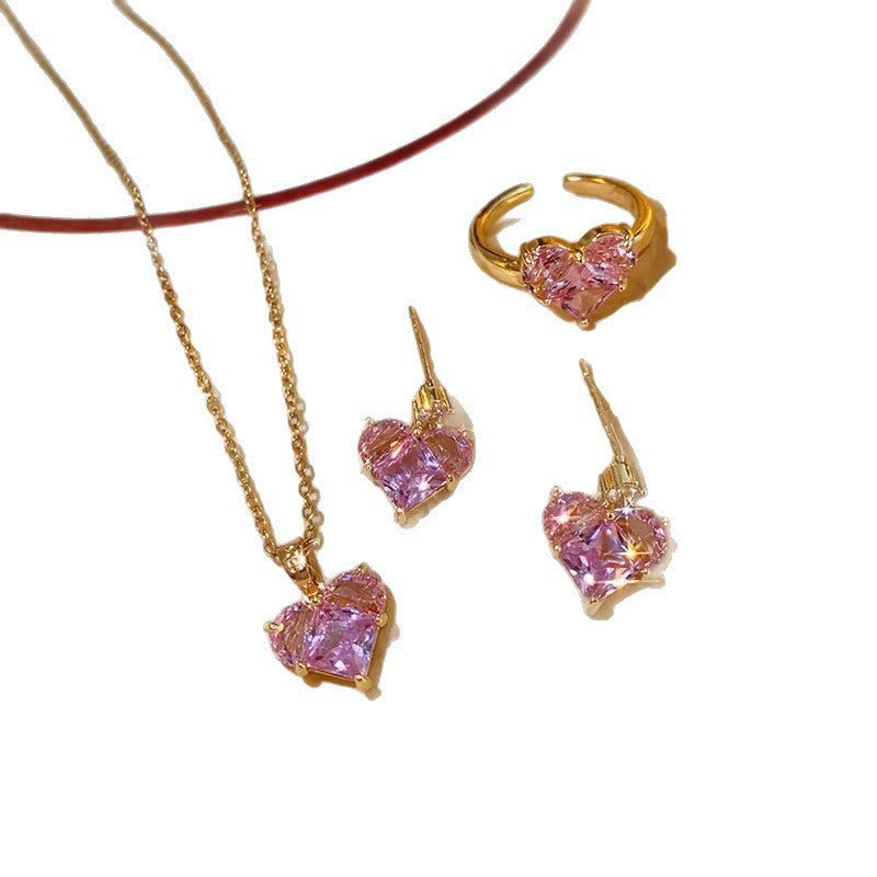Barbie Pink Love Planet Peach Heart Jewelry Set