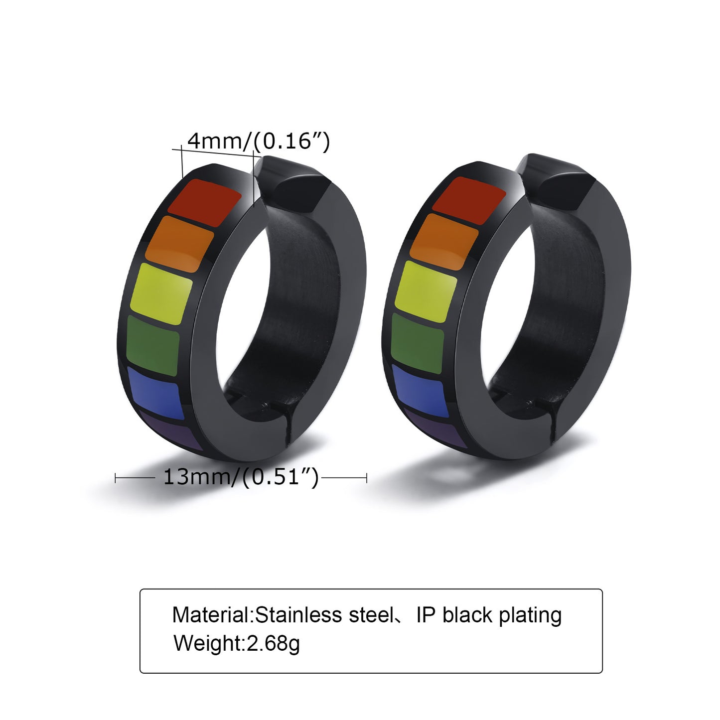 Stainless Steel Rainbow Eardrop Ear Clip Earrings