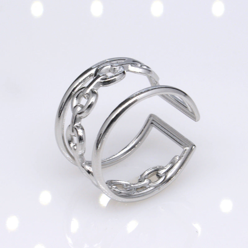 Women's & Men's Open Stainless Steel Type Adjustable Geometric Rings