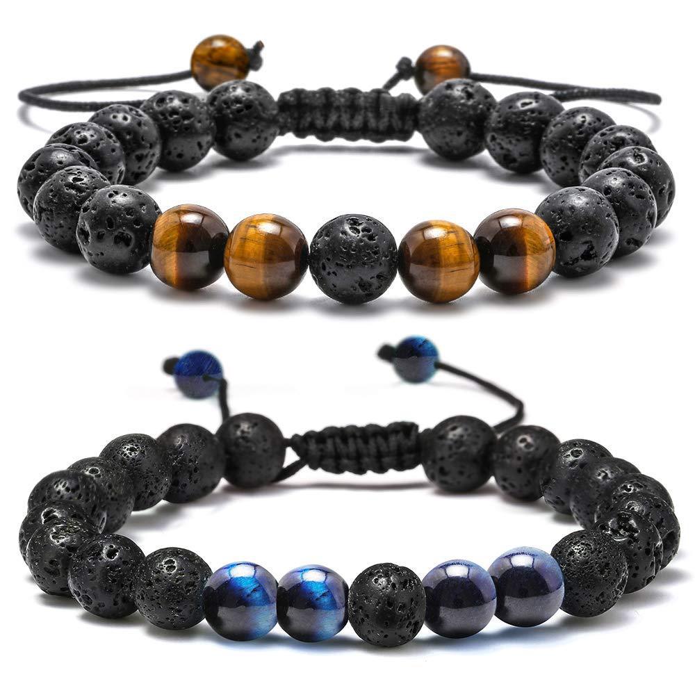 Turquoise Woven Lava Stone Adjustable Volcanic Bracelets