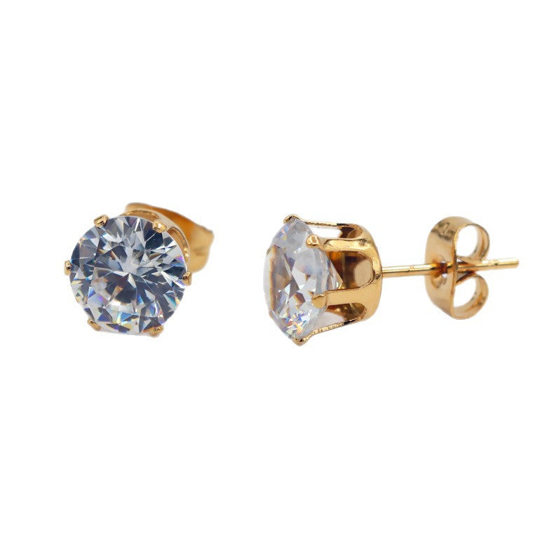 Women's & Men's Stainless Steel Zircon Crown Stone Suit Ear Bone Small Personality Stud Earrings