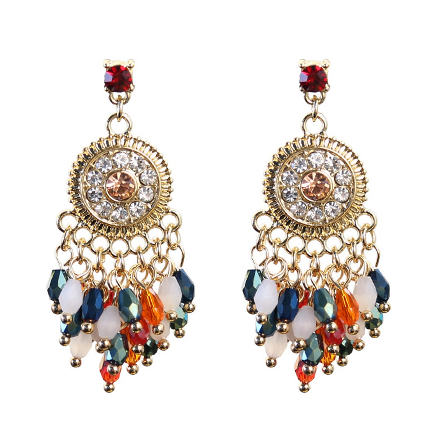 Summer Bohemian Fan-shaped Tassel Ear Hook Stud Earrings