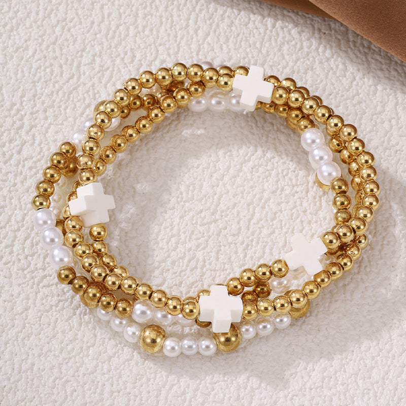 Plus Beaded Set Dopamine Mixed Color Bracelets