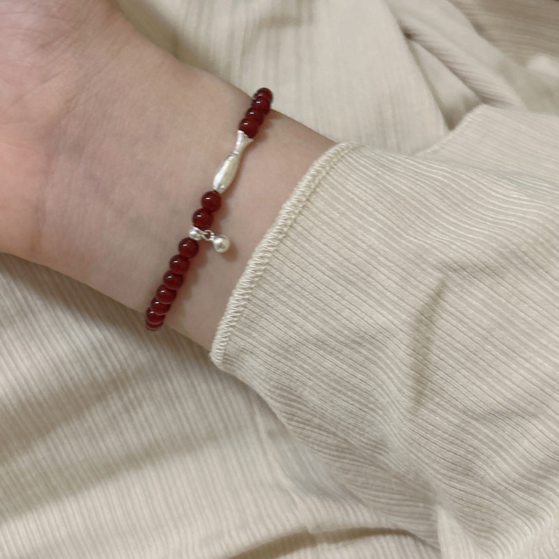 Red Agate Fancy Carp Female Design High Sense Elastic Bracelets
