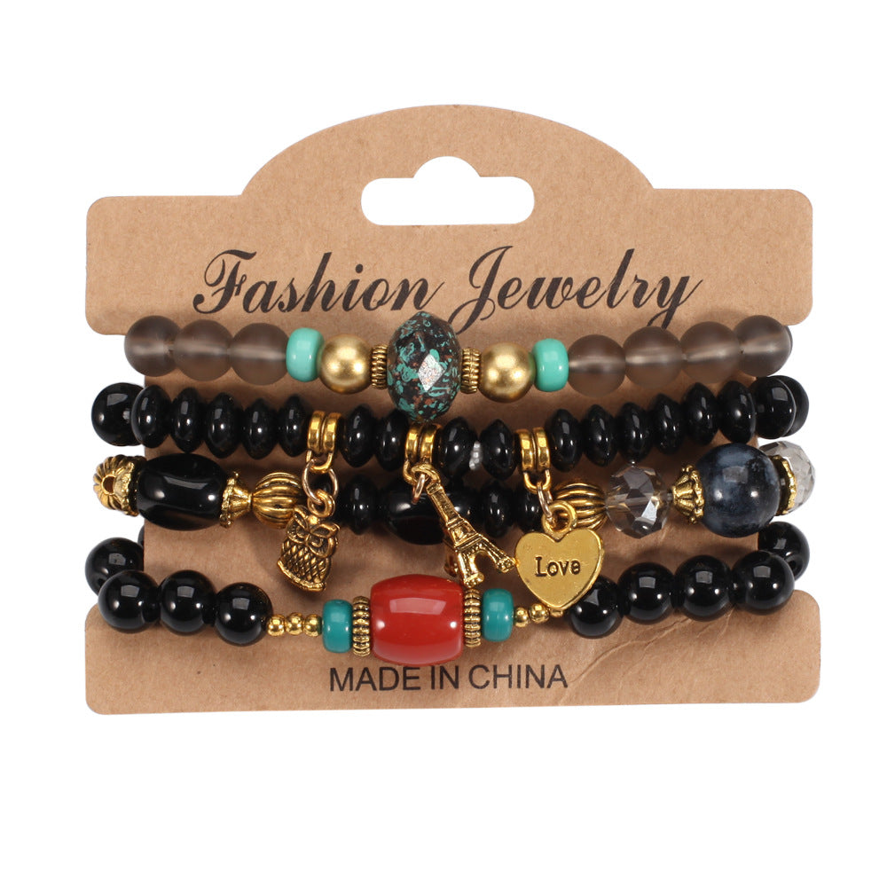Bead Bohemian Owl Eiffel Tower Peace Bracelets