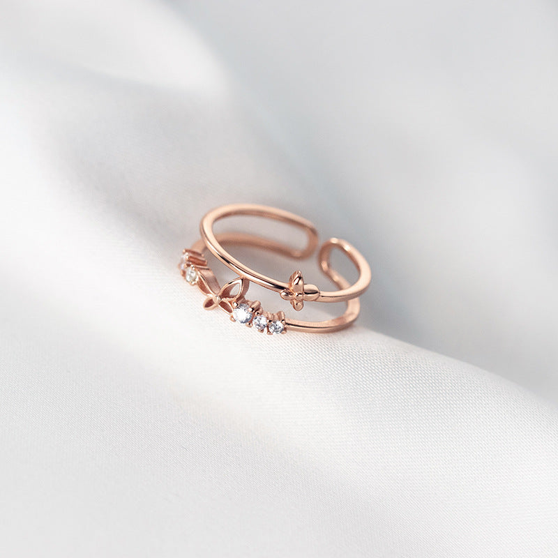 Women's Diamond Butterfly Cell Phone Finger Summer Rings