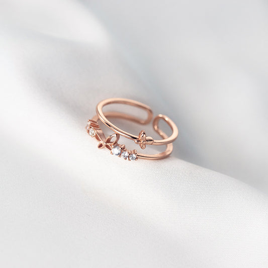 Women's Diamond Butterfly Cell Phone Finger Summer Rings