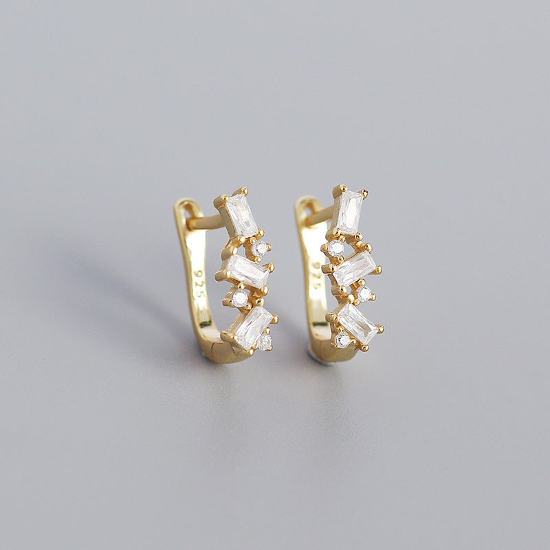 Women's Micro Inlaid Zircon Geometric U-shaped Earclip Rings