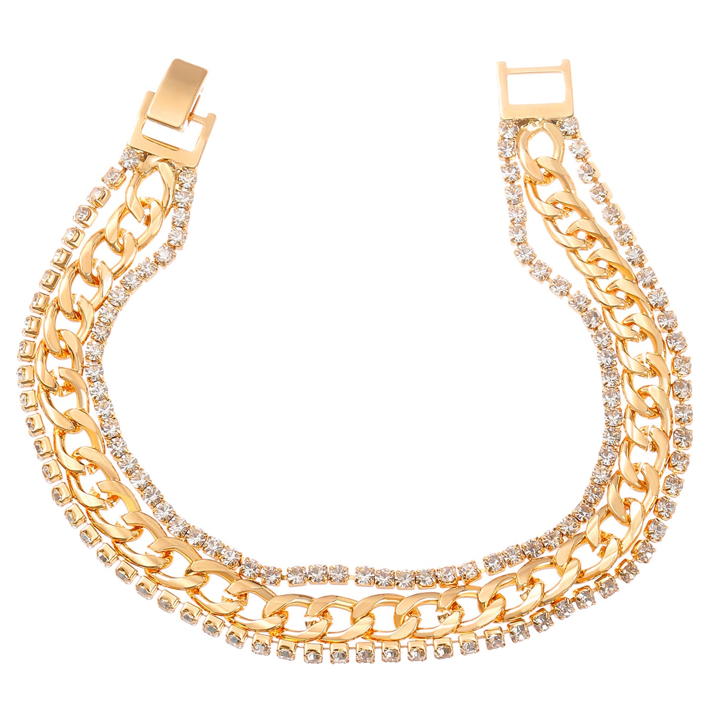 Alloy Diamond Cuban Link Chain Female Bracelets