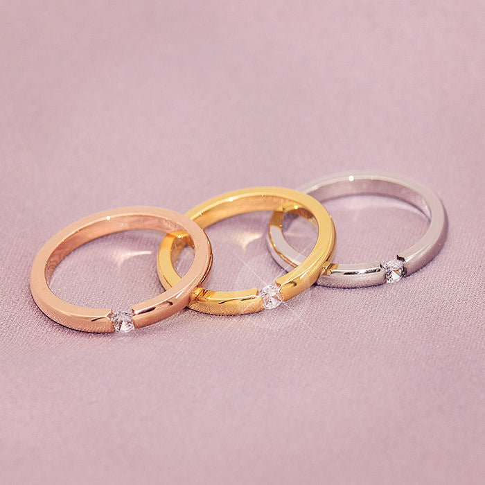Diamond Rose Gold Chic Female Golden Rings