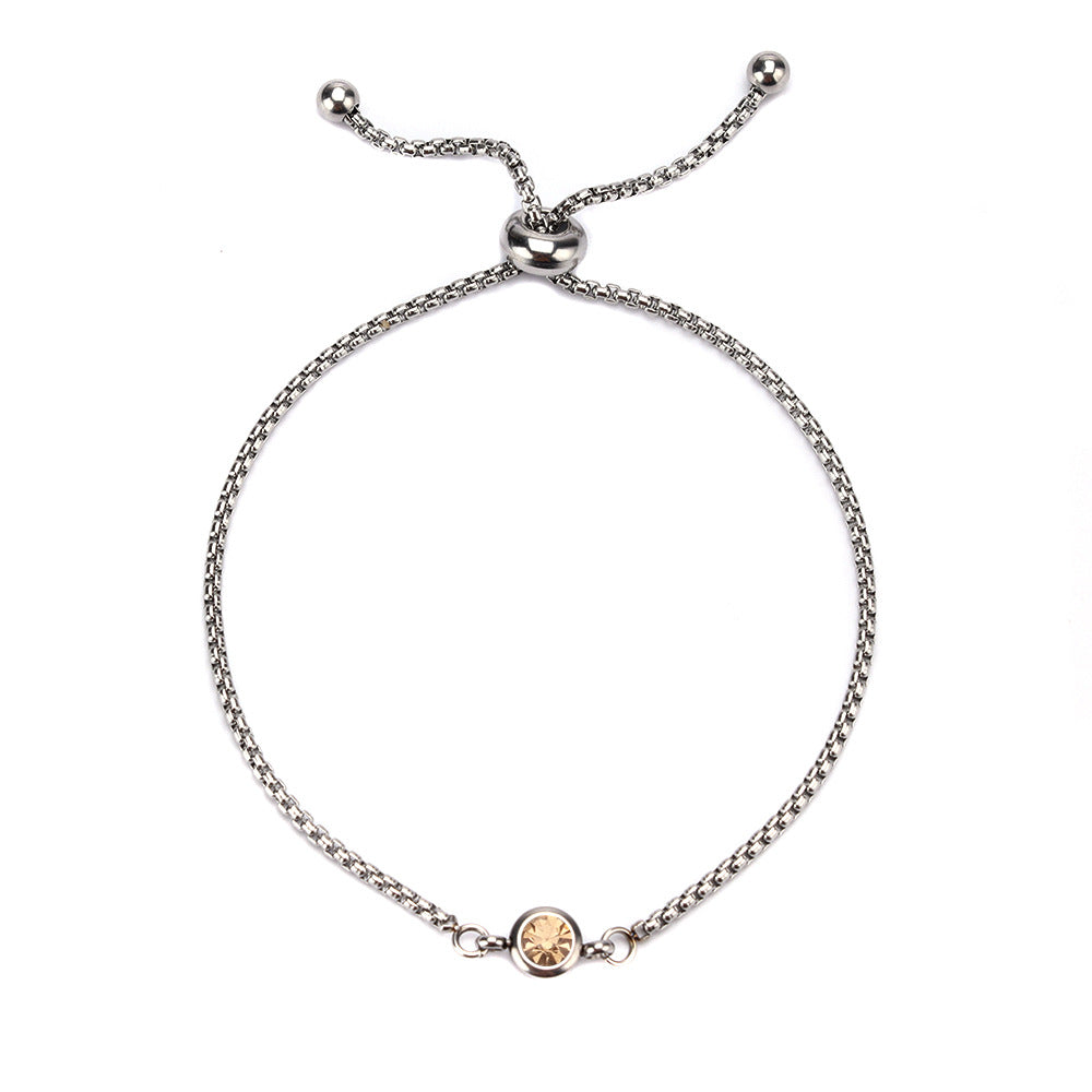 Women's Simple Stainless Steel Twee Birthstone Mother's Bracelets