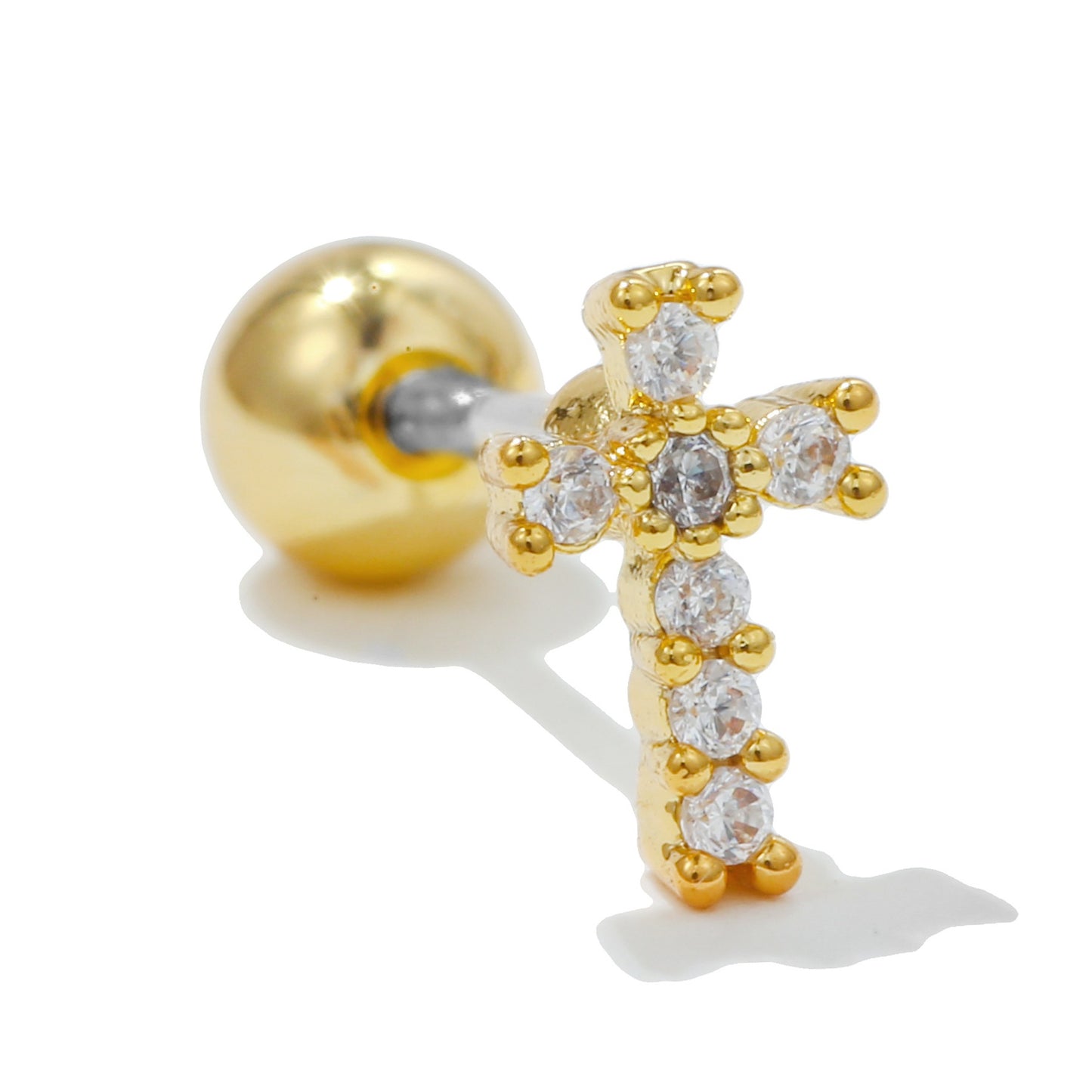 Color Zircon Ear Bone Stainless Steel Earrings