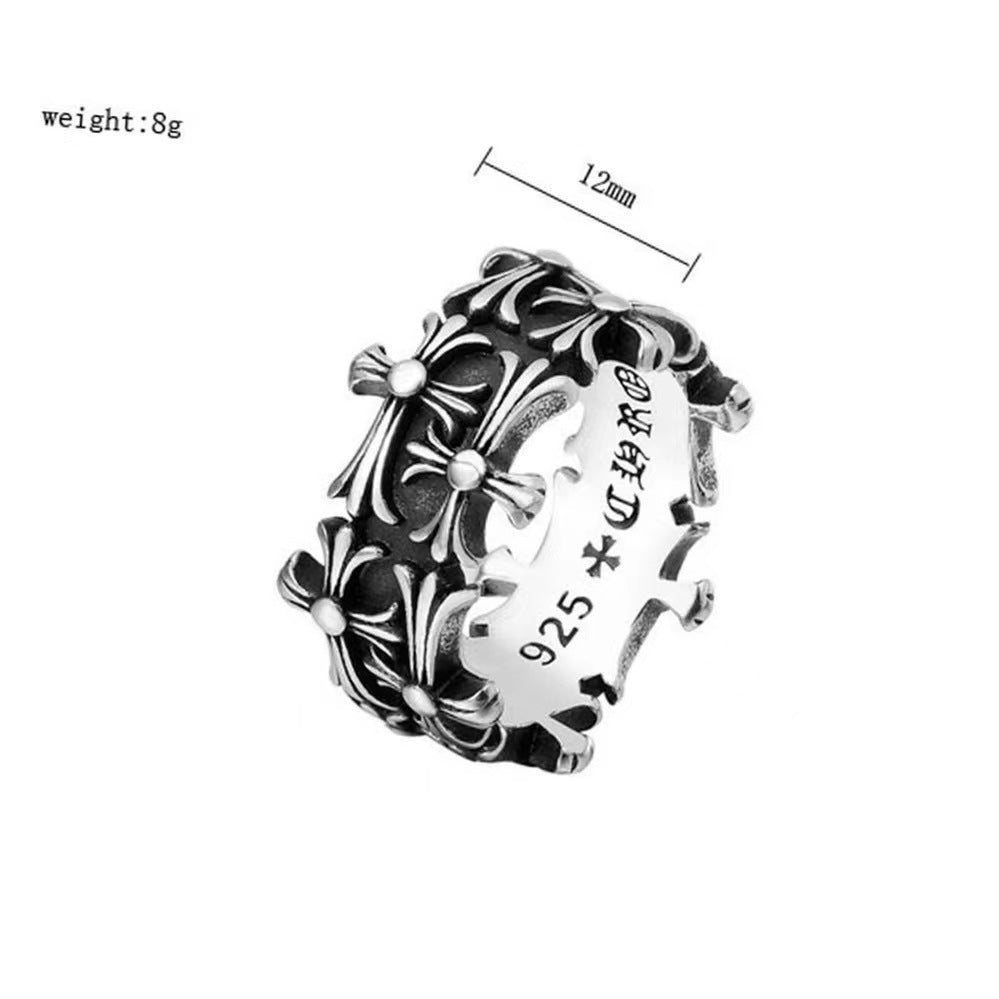 Double Layer Cross Personality Trendy Couple Retro Easy Matching Switchable Rings