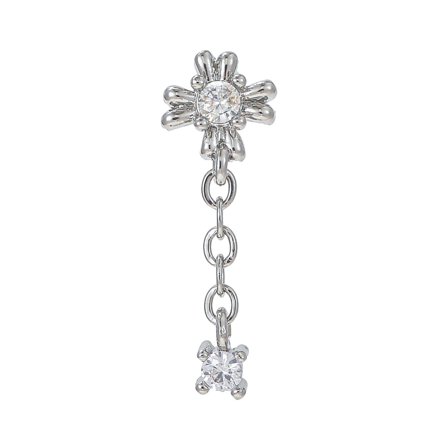Rod Piercing Micro Inlaid Zircon Double Earrings