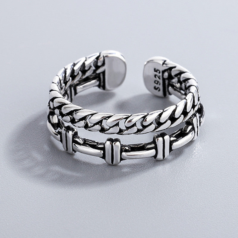Retro Punk Distressed Snake Flower Personality Rings