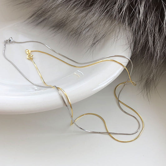 Sier Simple Octagonal Snake Bones Chain Pure Necklaces