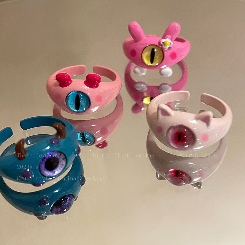 Childlike Cute One-eyed Female Personalized Niche Design Rings