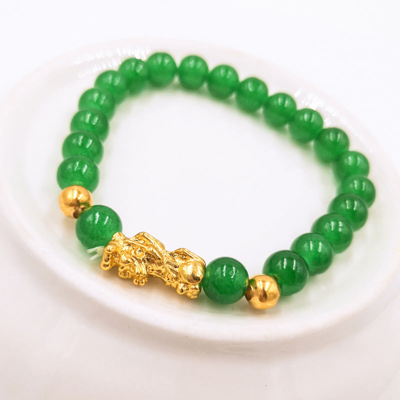 Women's & Men's Pi Imitation Jade Red Agate Alluvial Money Bracelets