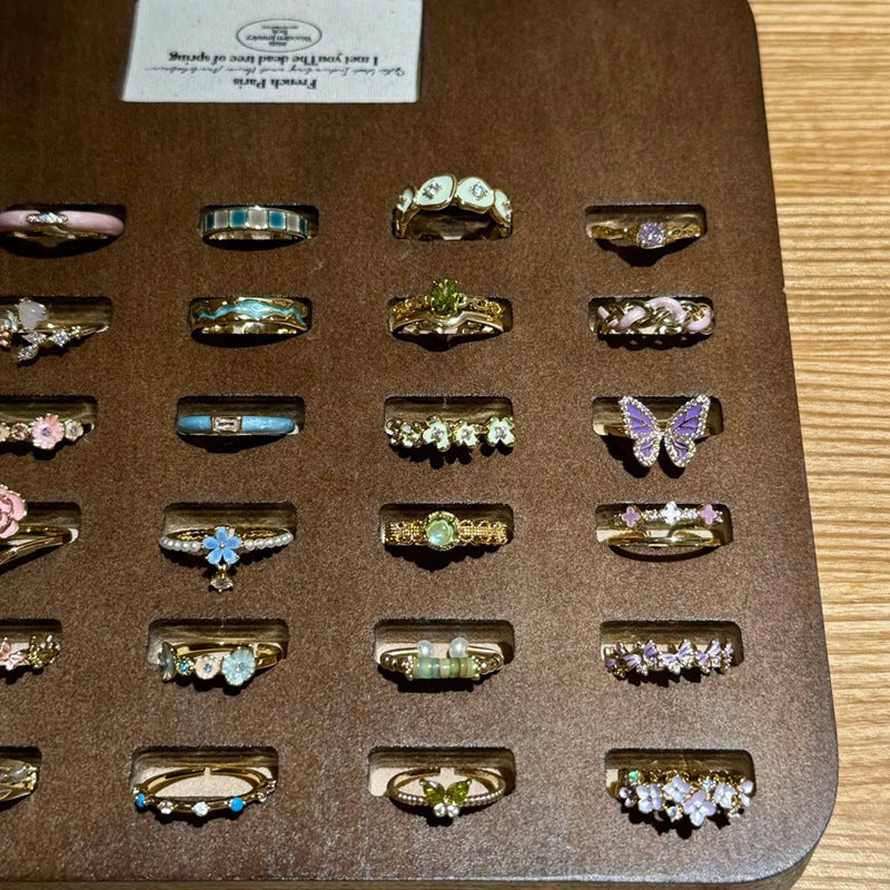 Enamel Flower Butterfly Female Style Niche High-grade Rings