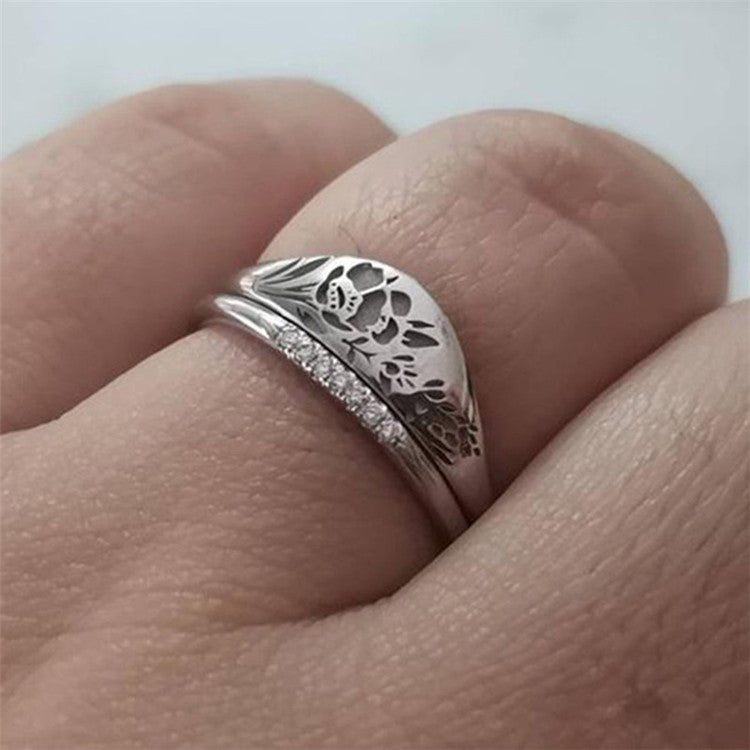 Women's Fashion Pattern Simple Rhinestone Gold Plated Rings