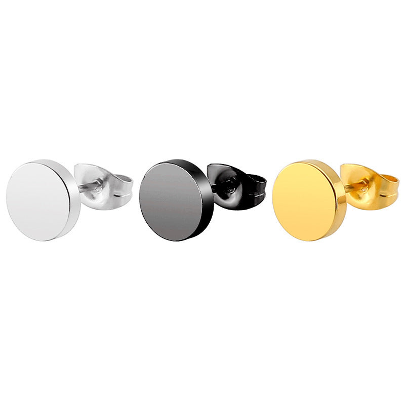 Women's & Men's Fashion Titanium Steel Round Cake For Thin Needle Barbell Earrings