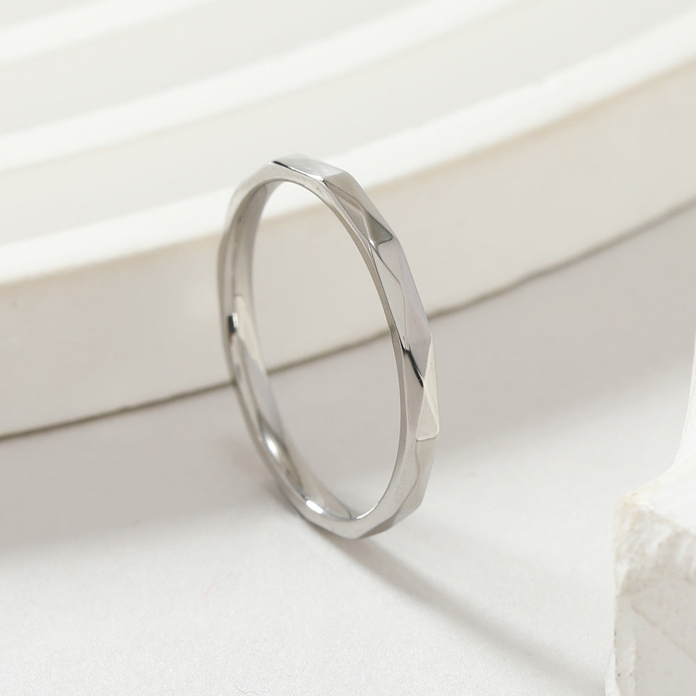 Stainless Steel Fashion Diamond Surface Simple Rings