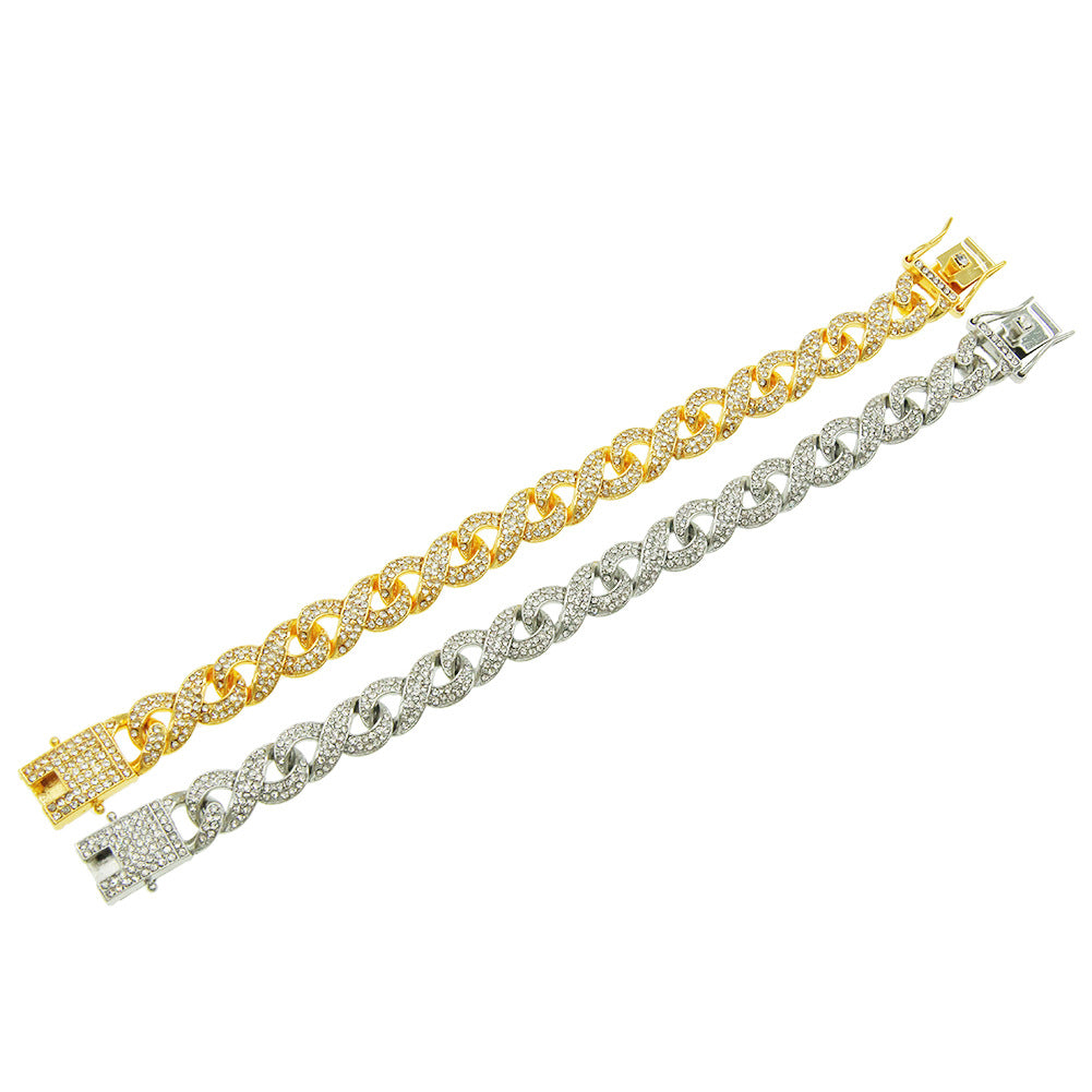Men's Full Diamond Chain Cuban Twist Knot Personality Hip Hop Necklace