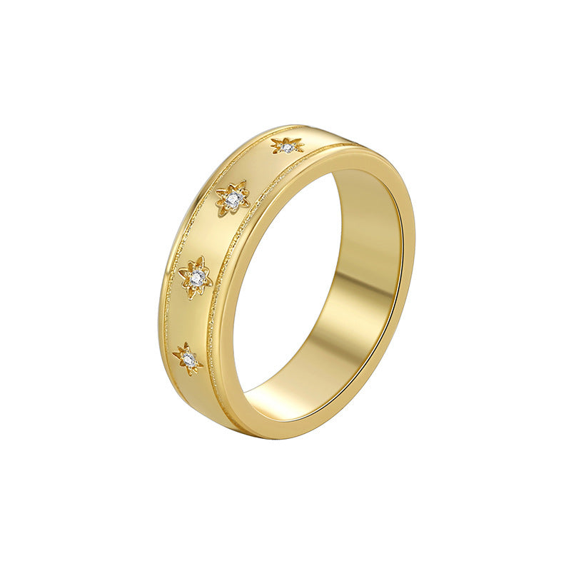 Women's Retro High-grade Design For Graceful Fashionable Micro Inlaid Zircon Rings