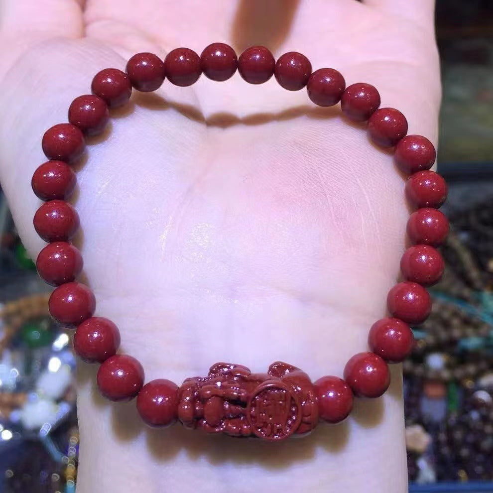 Women's Purple Gold Sand Cinnabar Beaded Single Ethnic Bracelets