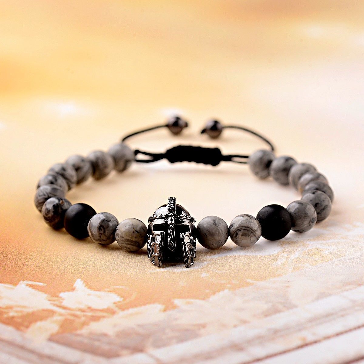 Women's & Men's Black Agate Haematite Snowflake Stone Design Bracelets