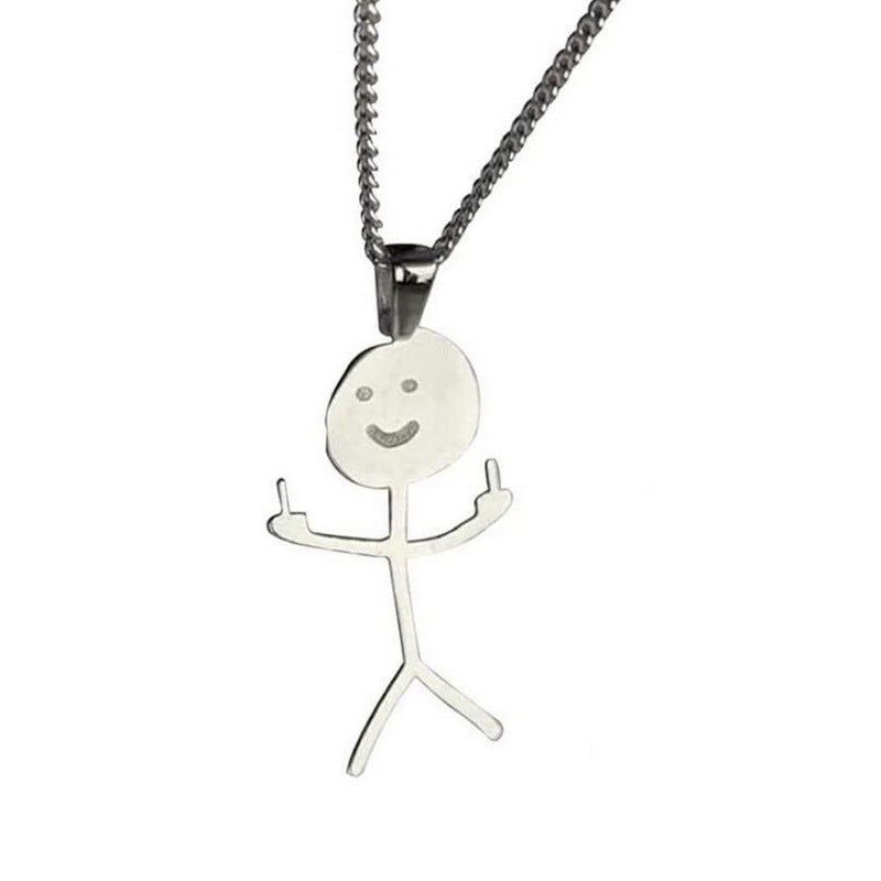 Vertical Middle Finger Fun Hip Hop Necklaces