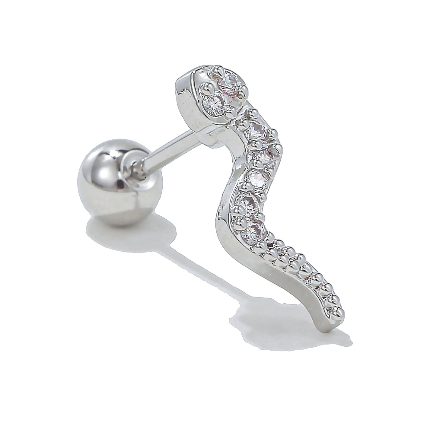 Rod Piercing Micro Inlaid Zircon Double Earrings