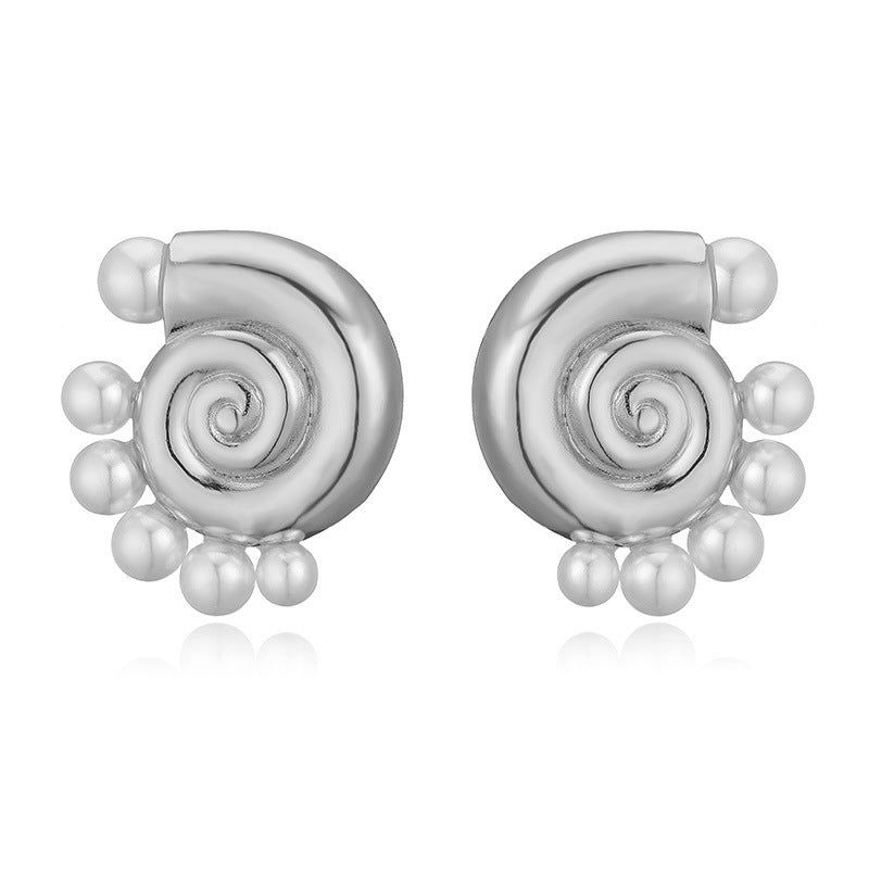 Women's Style Gold Conch Sticky Half Circle Shell Earrings