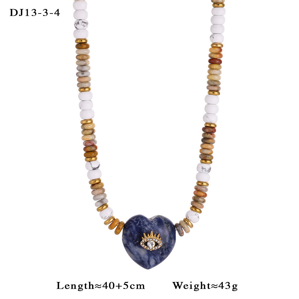Bohemian Ethnic Style Beaded Devil's Eye Love Natural Stone Necklaces