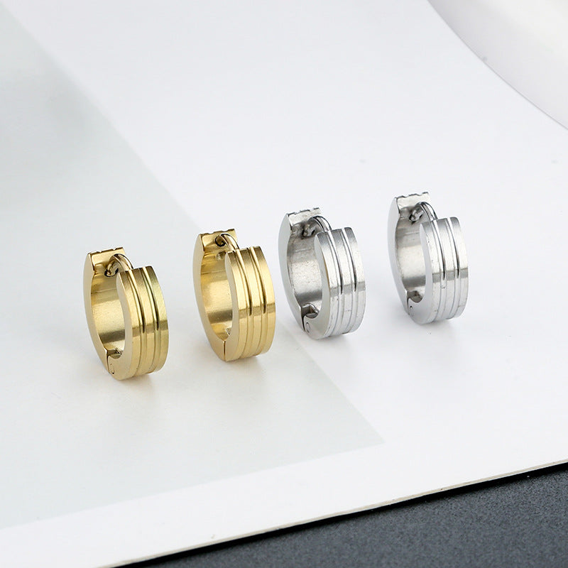 Titanium Steel Gold Stainless Ear Clip Earrings