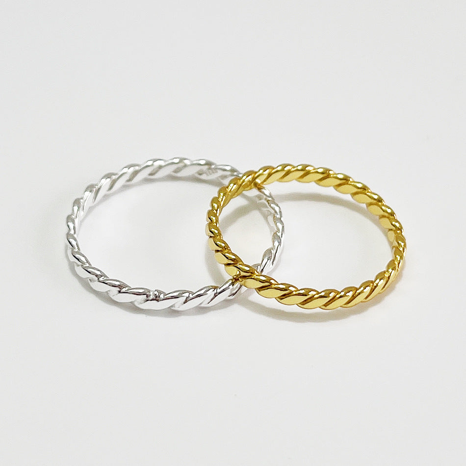 Korean Style Sterling Sier Braiding Thread Rings
