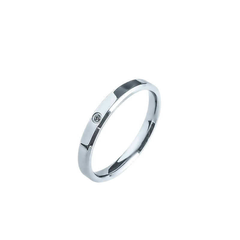 Style Fashionable Simple Diamond Titanium Steel Carved Rings
