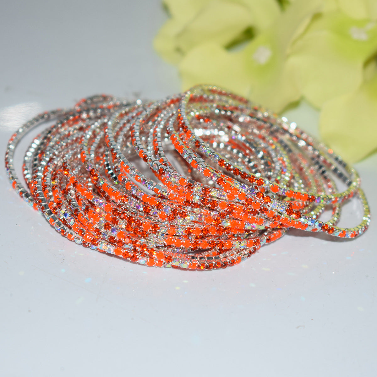Row Colorful Rhinestone Female Live Grab Chain Bracelets