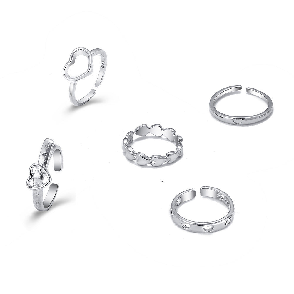 Opening Love Heart-shaped Set Hollow Cold Rings