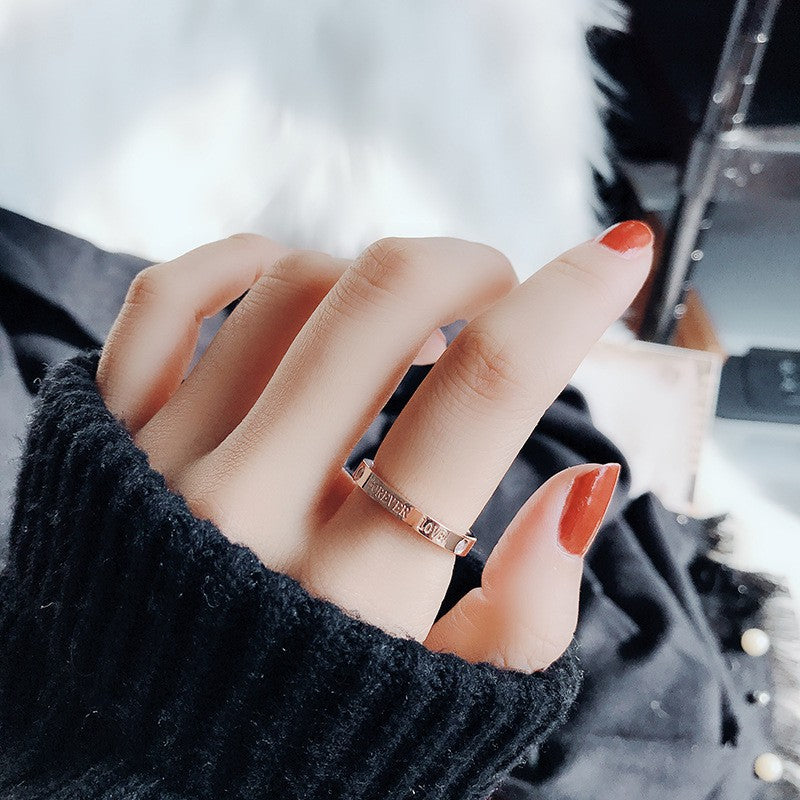 Minimalist Personality Social Couple Girlfriends Male Titanium Steel Rose Rings