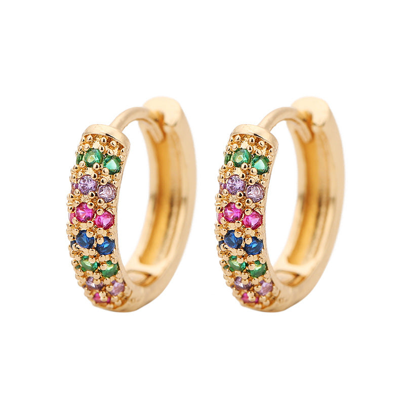 Micro Inlaid Zircon Geometric Fashion Ear Clips Round Earrings