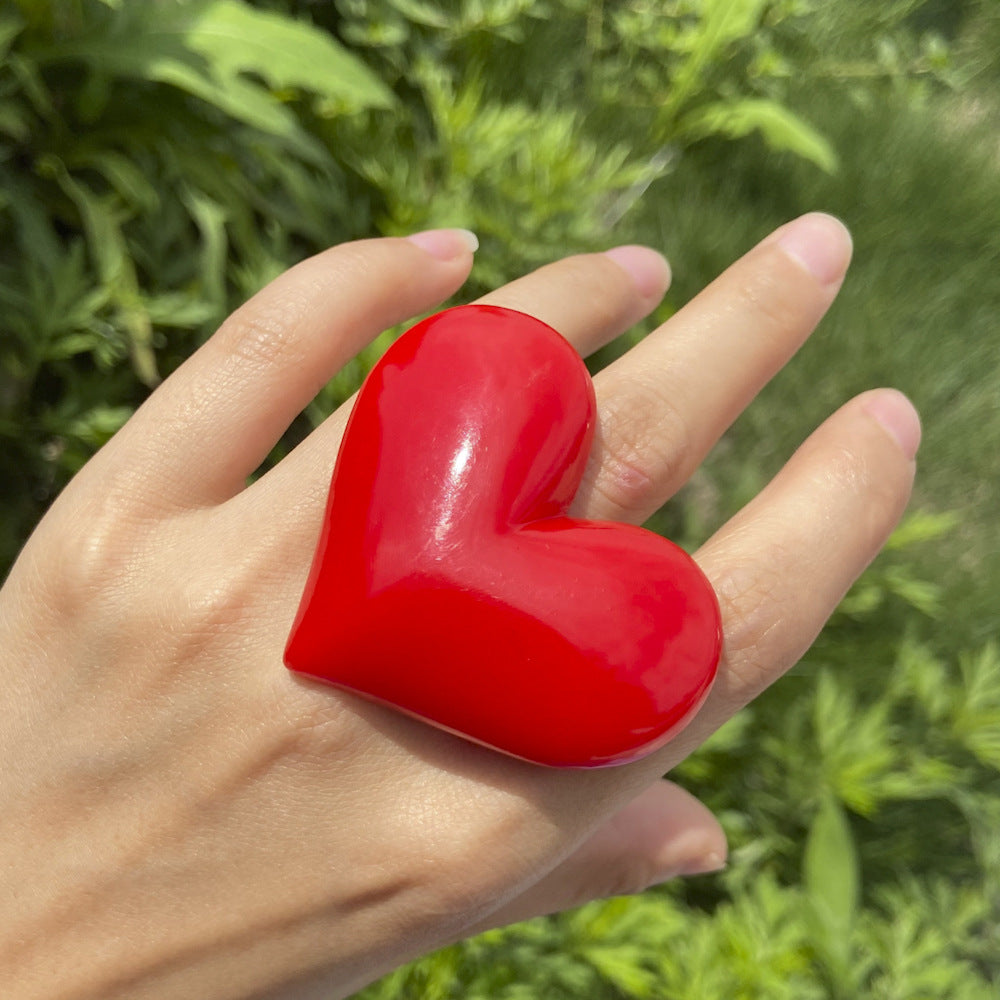 Personality Love Heart-shaped Trendy Fashion Solid Rings
