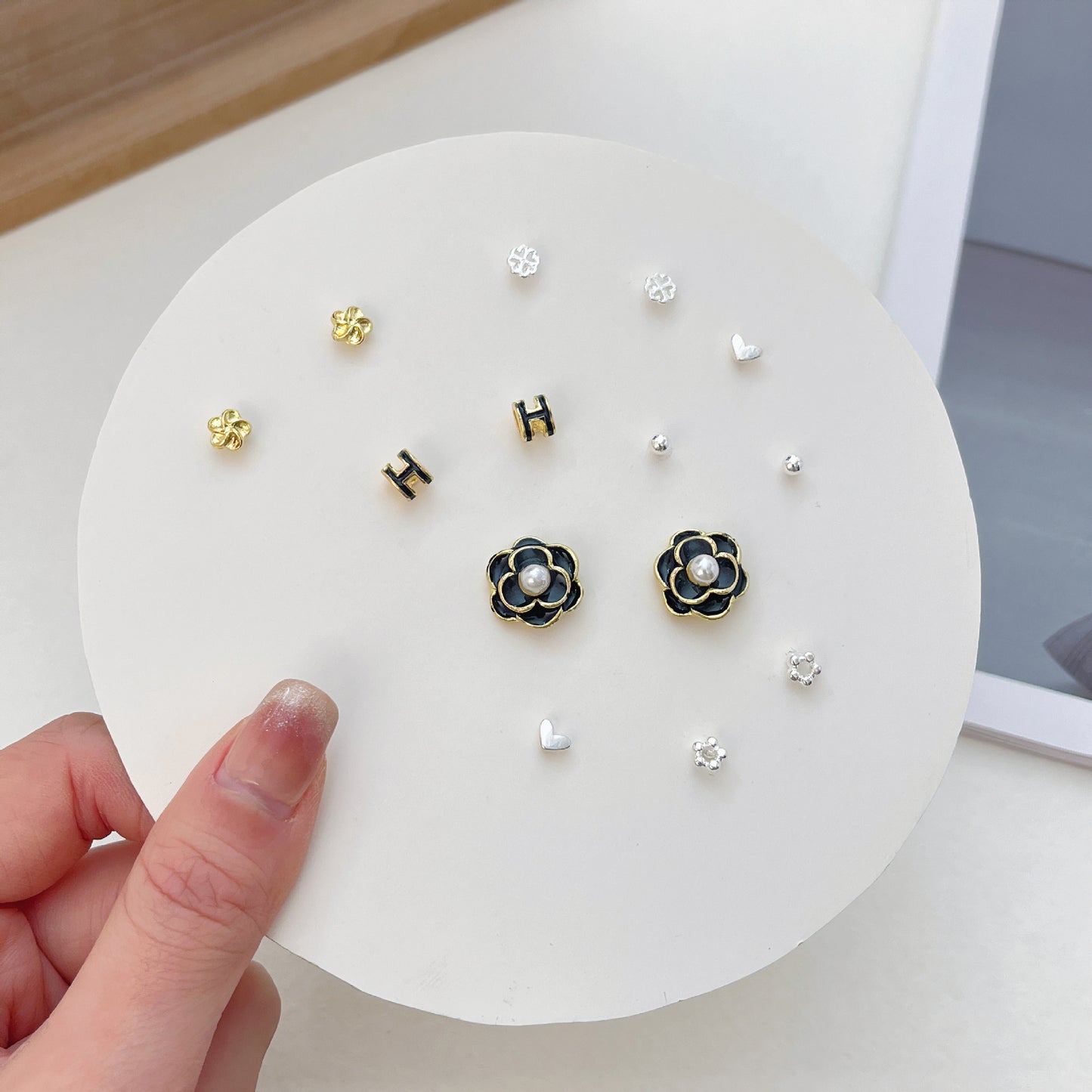 Pair Pack Sier Suit Cute Sweet Earrings