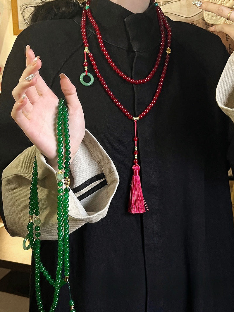 Chinese Style Beaded Tassel High-grade Long Necklaces