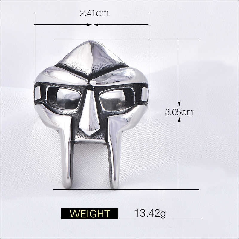 Men's Stainless Steel Ornament Retro Personality Mask Rings