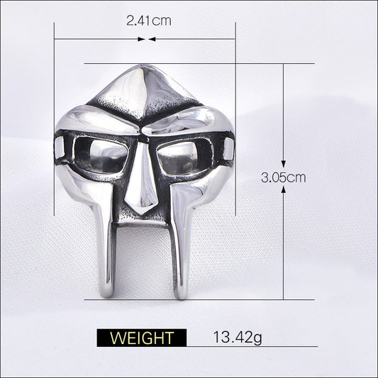 Men's Stainless Steel Ornament Retro Personality Mask Rings