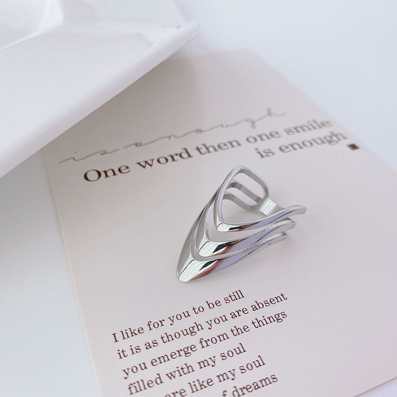 Steel Female Design Sense Minority Geometric Hollow Rings