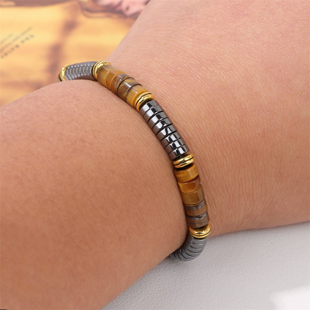 Women's & Men's Spacer Woven Design Turquoise Hollow Bead Bracelets