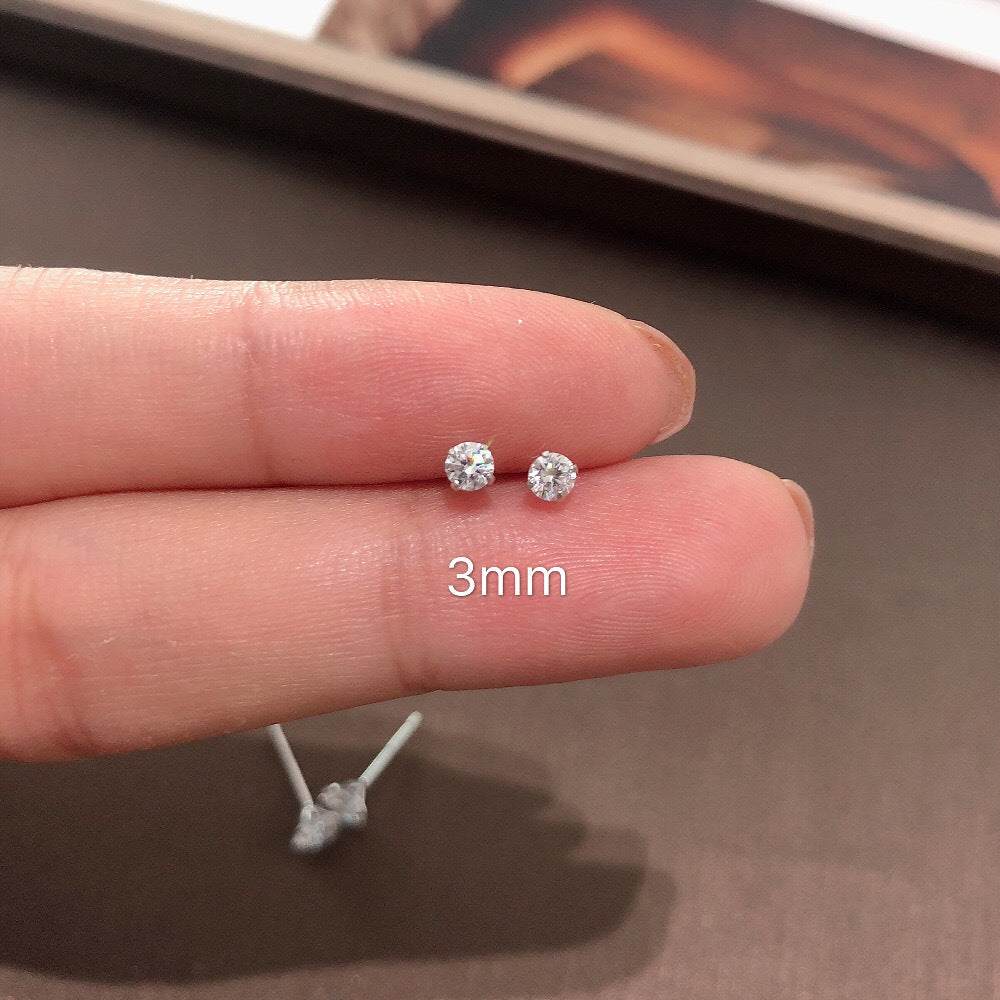 Women's & Men's Simple Sterling Sier Zircon No Need To Take Earrings